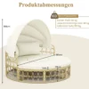 Rattan Sonneninsel Rundes Tagesbett mit Beistelltisch einziehbarem Baldachin und Kissen