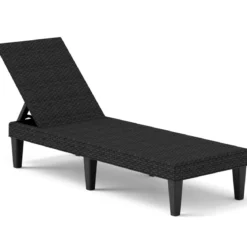 Rattan Sonnenliege mit Verstellbarer Rückenlehne bis 150 kg Belastbar Wetterfeste Gartenliege