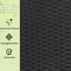 Rattan Sonnenliege rund 2-3 Personen Gartenliege mit Sitzkissen & Rückenkissen & einziehbarem Baldachin Grau