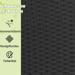 Rattan Sonnenliege rund 2-3 Personen Gartenliege mit Sitzkissen & Rückenkissen & einziehbarem Baldachin
