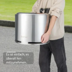 Rauchfreie Feuerstelle Lagerfeuerofen aus 304 Edelstahl 47 x 47 x 36 cm Silber