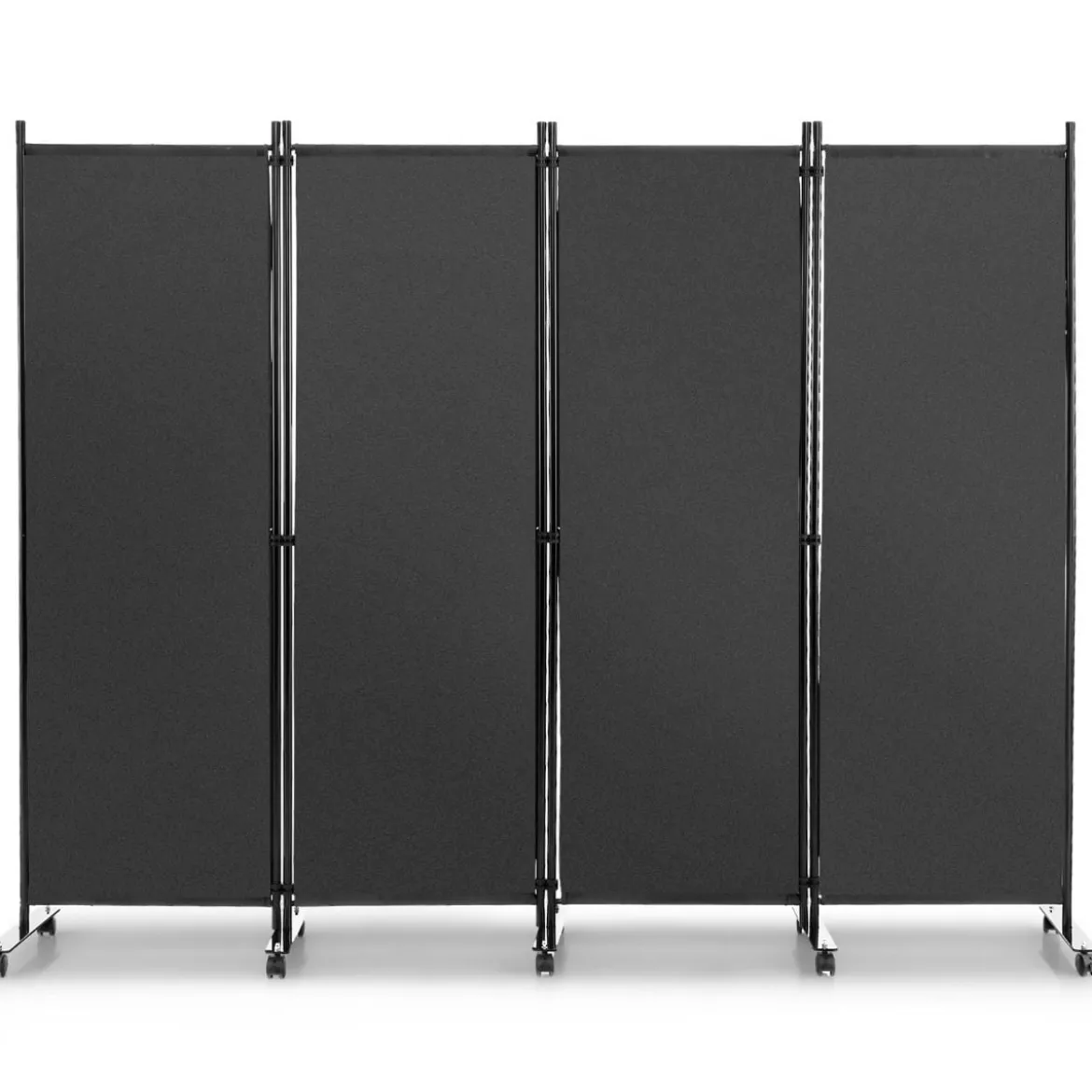 Raumteiler mit 4 Paneelen auf Rädern 173 cm Hoher Rollbarer Sichtschutz Grau