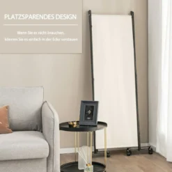 Raumteiler mit 4 Paneelen auf Rädern 173 cm Hoher Rollbarer Sichtschutz Beige