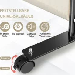 Raumteiler mit 4 Paneelen auf Rädern 173 cm Hoher Rollbarer Sichtschutz Beige