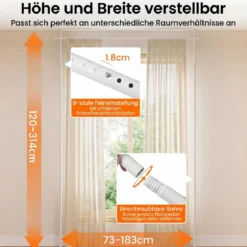 Raumteiler Paraventgestell Gardinenstange ohne Bohren 120–314 cm (H) 73–183 cm (B) Weiß