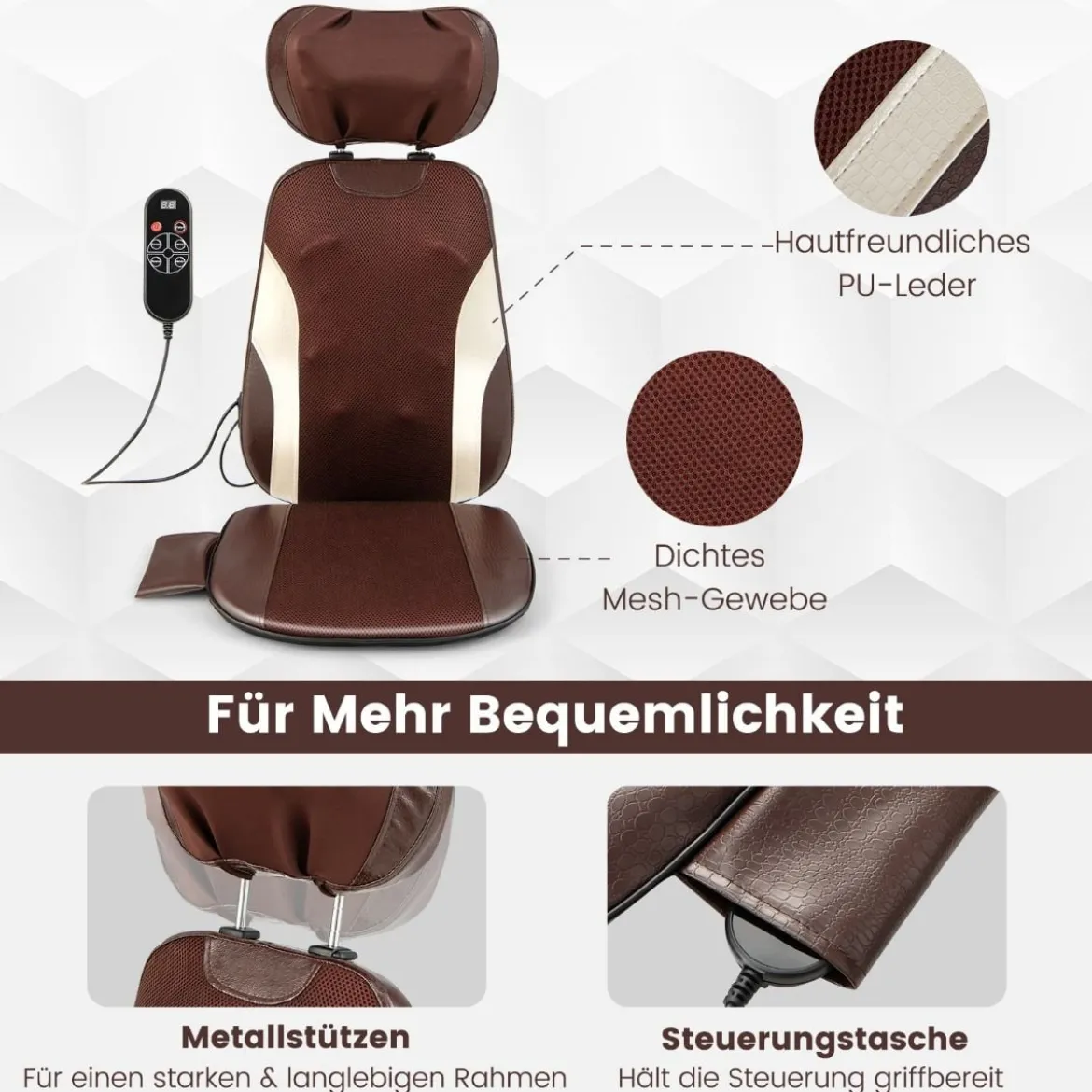 Rückenmassagegerät Massageauflage für Sessel für Massagegeräte mit Verstellbarem Nackenkissen