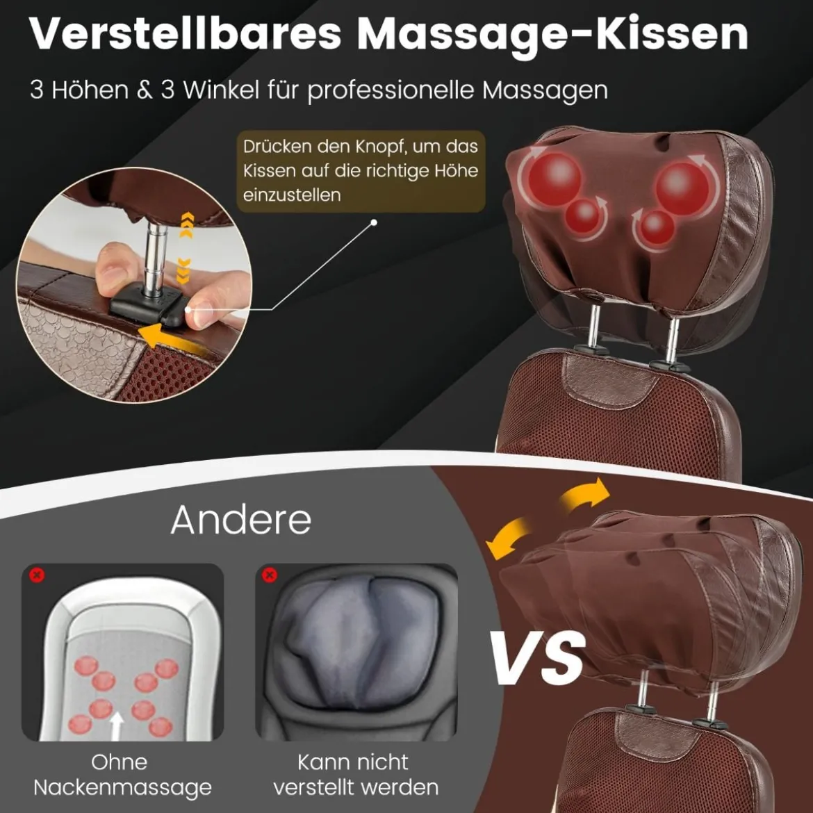 Rückenmassagegerät Massageauflage für Sessel für Massagegeräte mit Verstellbarem Nackenkissen