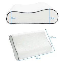 Rückstellschaum-Kopfkissen ergonomisches Stützkissen 56 x 35,5 x 10/13 cm Weiß