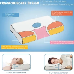 Rückstellschaum-Kopfkissen ergonomisches Stützkissen 56 x 35,5 x 10/13 cm Weiß