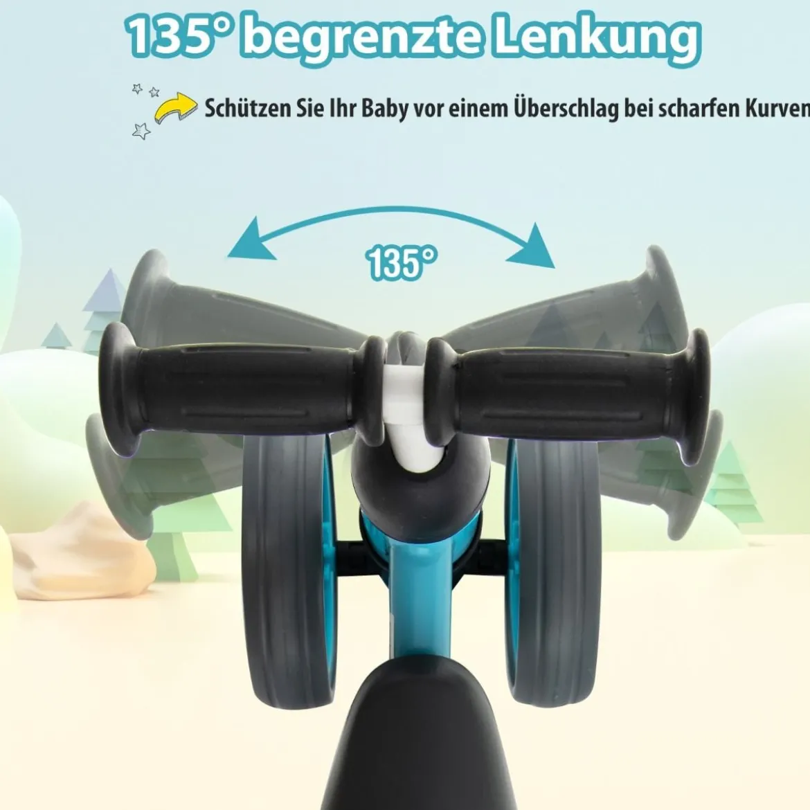 4 Räder Kinder Laufrad Balance Fahrrad ohne Pedal für Kinder von 1-2 Jahre Blau