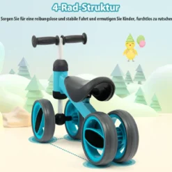 4 Räder Kinder Laufrad Balance Fahrrad ohne Pedal für Kinder von 1-2 Jahre Blau