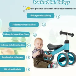4 Räder Kinder Laufrad Balance Fahrrad ohne Pedal für Kinder von 1-2 Jahre Blau