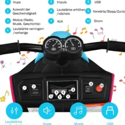 3-rädriger Kids Motorroller mit Lichtern Elektromotorrad 80,5 x 41 x 51,5 cm Rosa + Schwarz + Blau