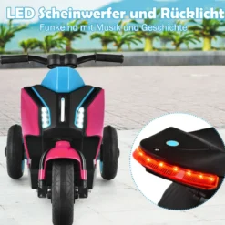 3-rädriger Kids Motorroller mit Lichtern Elektromotorrad 80,5 x 41 x 51,5 cm Rosa + Schwarz + Blau