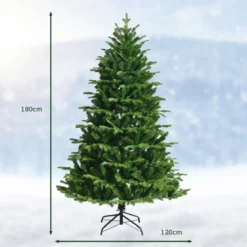 Realistischer Künstlicher Weihnachtsbaum mit 1808 PE & PVC Zweigen und Metallständer 180 cm