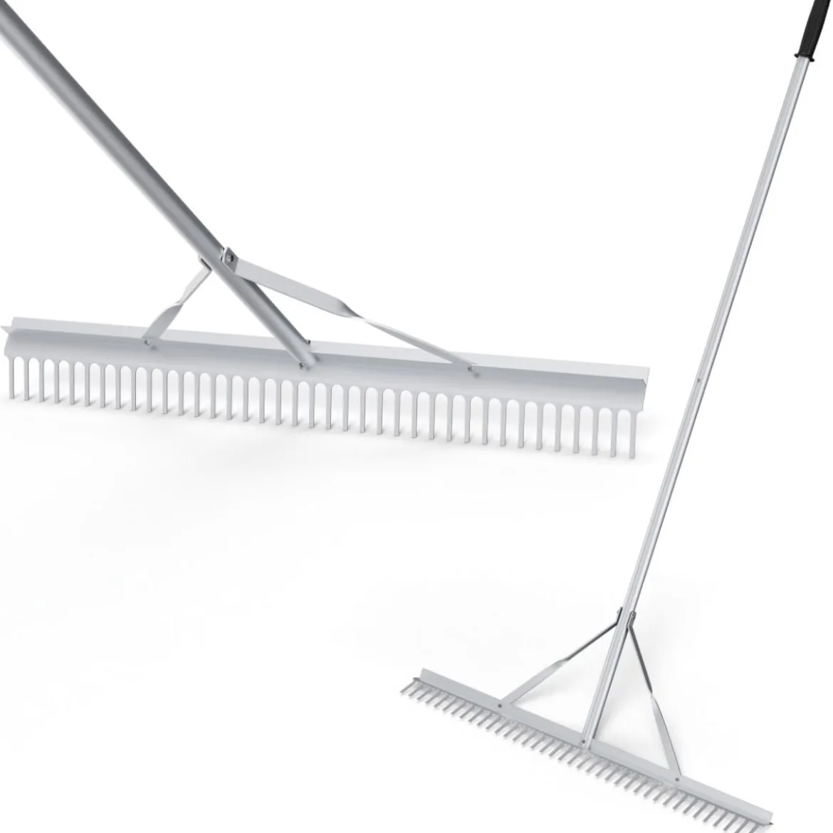 Rechen Gartenrechen aus Aluminium mit 91 cm breitem Rechenkopf 91 x 10 x 174 cm Silber