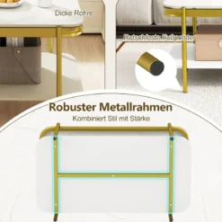 Rechteckiger Couchtisch Moderner Sofatisch Cocktailtisch Kaffeetisch Akzenttisch Weiß