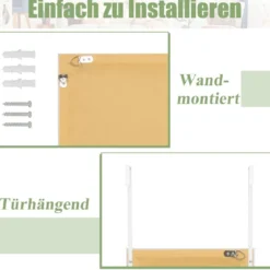 Rechteckiger Ganzkörperspiegel mit Hängehaken für Tür 33x119cm Weiß