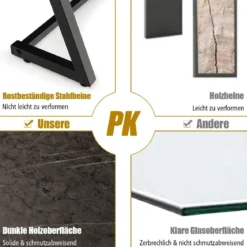 Rechteckiger Kaffeetisch Marmor Optik mit Metallrahmen 120 x 60 x 45,5 cm Schwarz