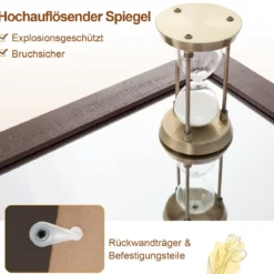 Rechteckiger Spiegel mit Holzrahmen Unbrechbarer Wandspiegel Rustikaler Hängespiegel Dunkelbraun