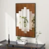 Rechteckiger Spiegel mit Holzrahmen 60 x 95 cm rustikaler Wandspiegel mit Zweirichtungshaken