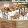 Rechteckiger Terrassentisch Robuster Esstisch aus Akazienholz 170 x 77,5 x 75 cm Braun