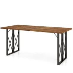 Rechteckiger Terrassentisch Robuster Esstisch aus Akazienholz 170 x 77,5 x 75 cm Braun