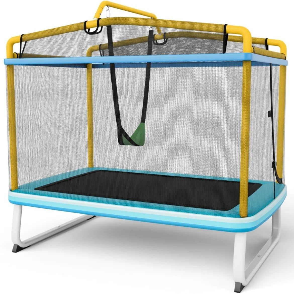 Rechteckiges 3-in-1-Trampolin für Kinder Großes Freizeittrampolin mit Netz 190 x 124 cm