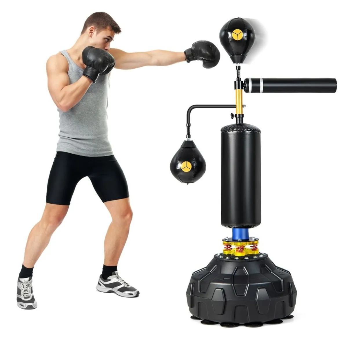 360 °Reflexstange mit 2 Speedbällen Stehend Punchingball Höhenverstellbarer Standboxsack