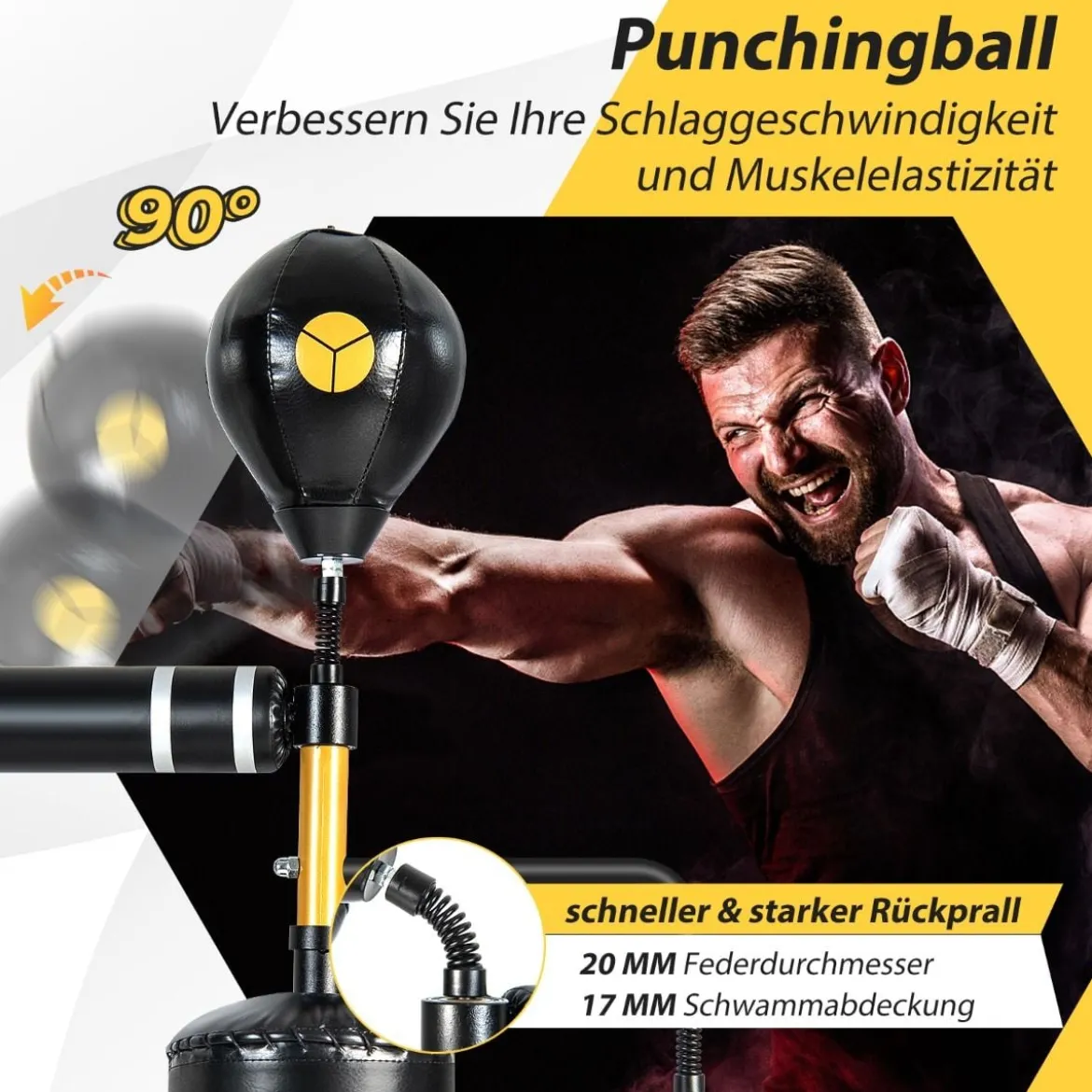360 °Reflexstange mit 2 Speedbällen Stehend Punchingball Höhenverstellbarer Standboxsack