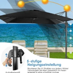 Regenschirm mit 3 Neigungseinstellungen Sonnenschirm Ampelschirm 300 x 300 x 273 cm