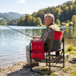 Regiestuhl Klappbar Campingstuhl mit Mesh-Ablage Getränkehalter & Flaschenöffner bis 150 kg Belastbar Rot