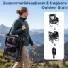 Regiestuhl Klappbar Campingstuhl mit Mesh-Ablage Getränkehalter & Flaschenöffner bis 150 kg Belastbar Schwarz