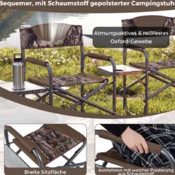 Regiestuhl Klappbarer Campingstuhl mit Seitentisch & Getränkehalter Blau/Schwarz/Grün