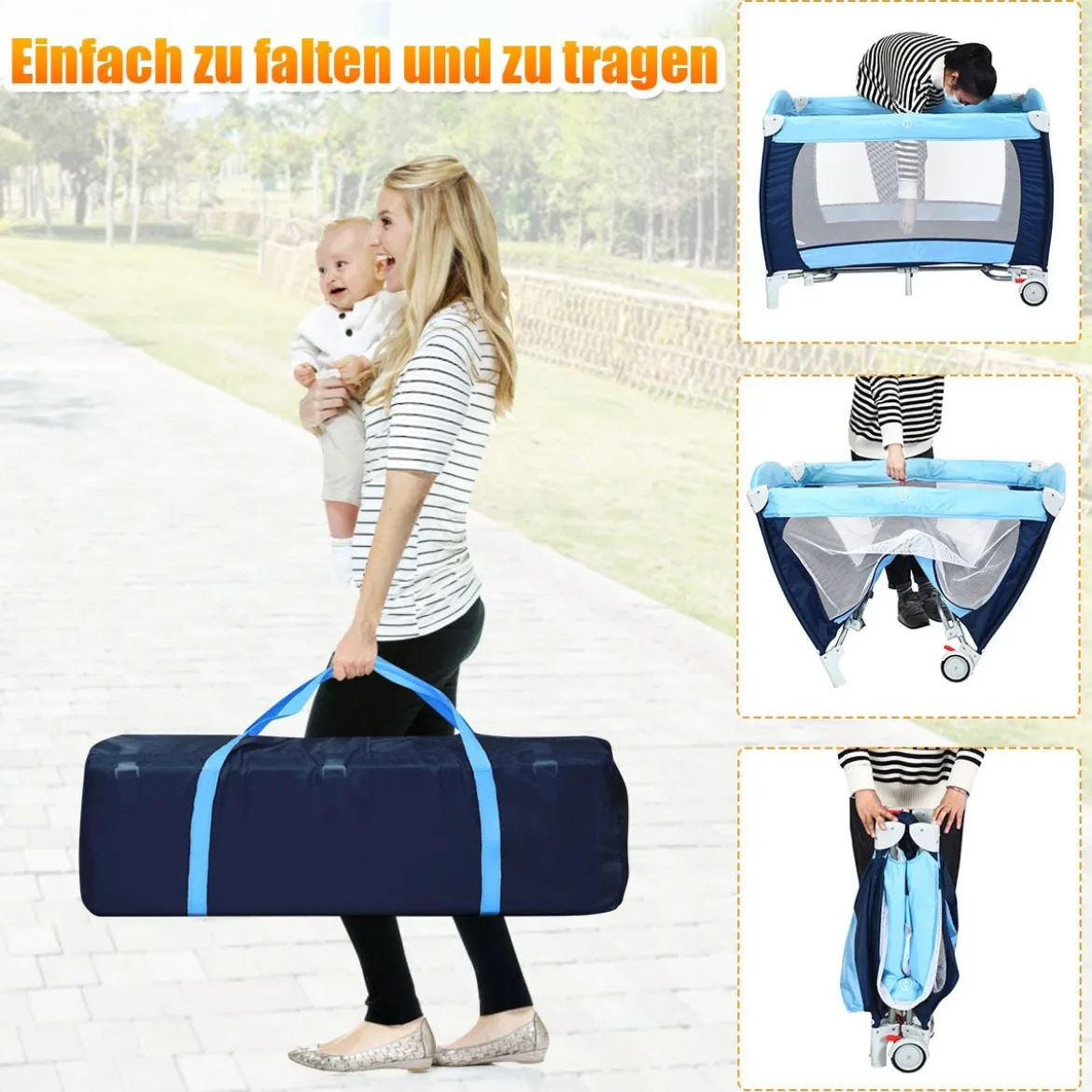 Reisebett Babybett Babyreisebett Kinderreisebett Laufstall Schaukelwiege +Tasche