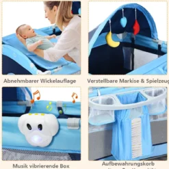 Reisebett Babybett Babyreisebett Kinderreisebett Laufstall Schaukelwiege +Tasche