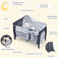 Reisebett Babybett Babyreisebett Kinderreisebett Laufstall Schaukelwiege +Tasche