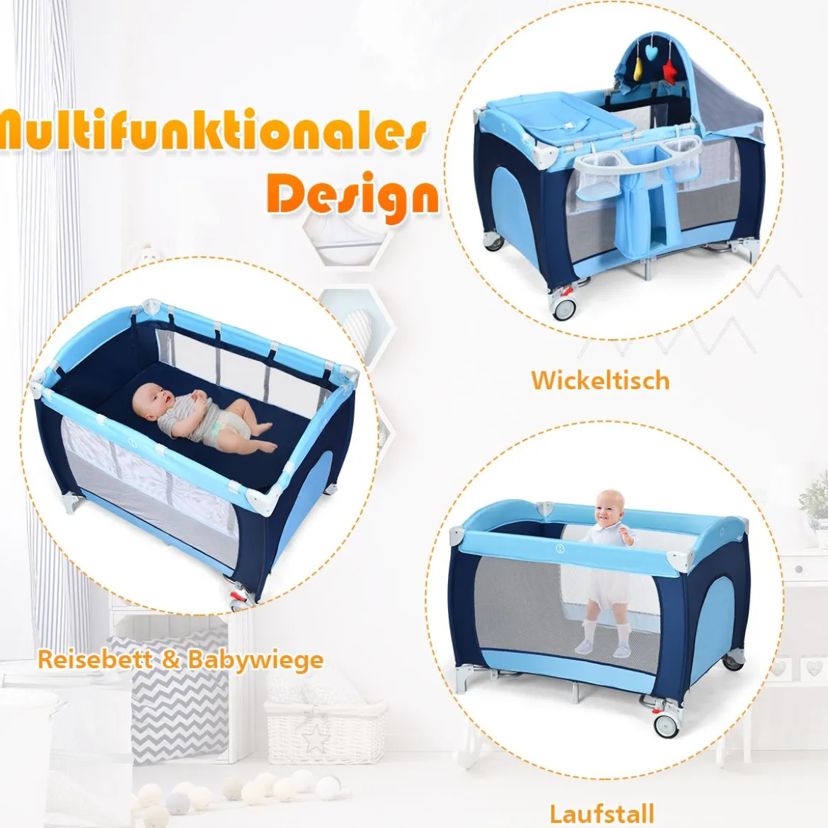 Reisebett Babybett Babyreisebett Kinderreisebett Laufstall Schaukelwiege +Tasche