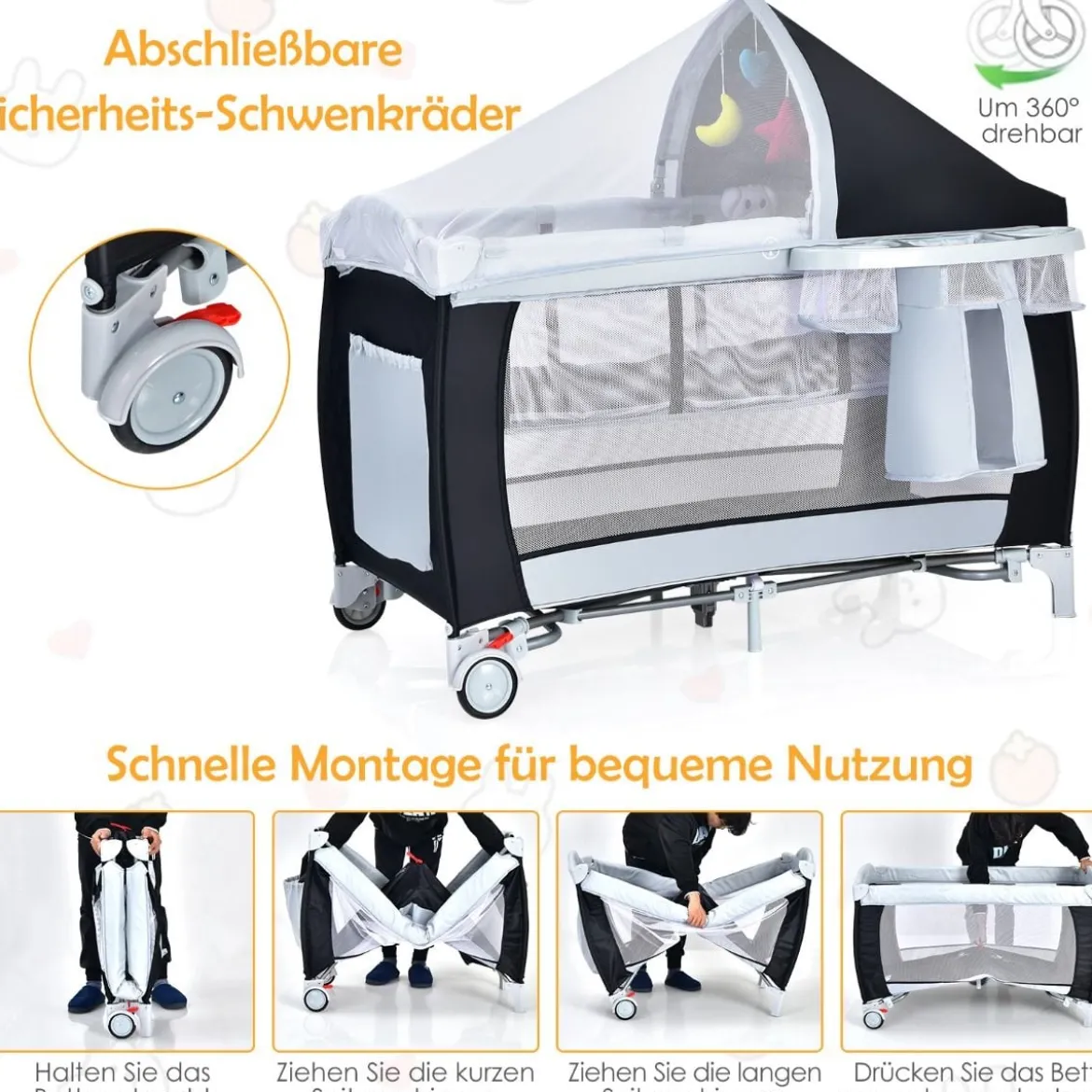 Reisebett Babybett Babyreisebett Kinderreisebett Laufstall Schaukelwiege +Tasche