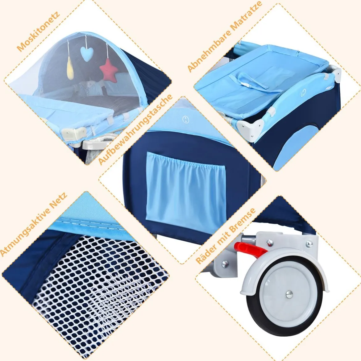 Reisebett Babybett Babyreisebett Kinderreisebett Laufstall Schaukelwiege +Tasche