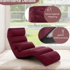 Relaxliege klappbar Bodenstuhl mit Verstellbarer Rückenlehne Rot 175 x 55 x 20 cm