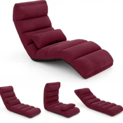 Relaxliege klappbar Bodenstuhl mit Verstellbarer Rückenlehne Rot 175 x 55 x 20 cm