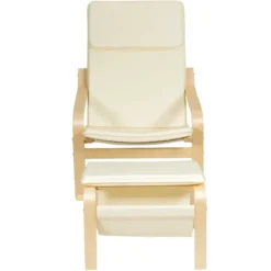Relaxsessel Relaxstuhl Entspannungsstuhl Kippschutz mit Ottomane und Kissen Beige