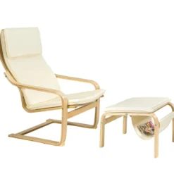 Relaxsessel Relaxstuhl Entspannungsstuhl Kippschutz mit Ottomane und Kissen Beige
