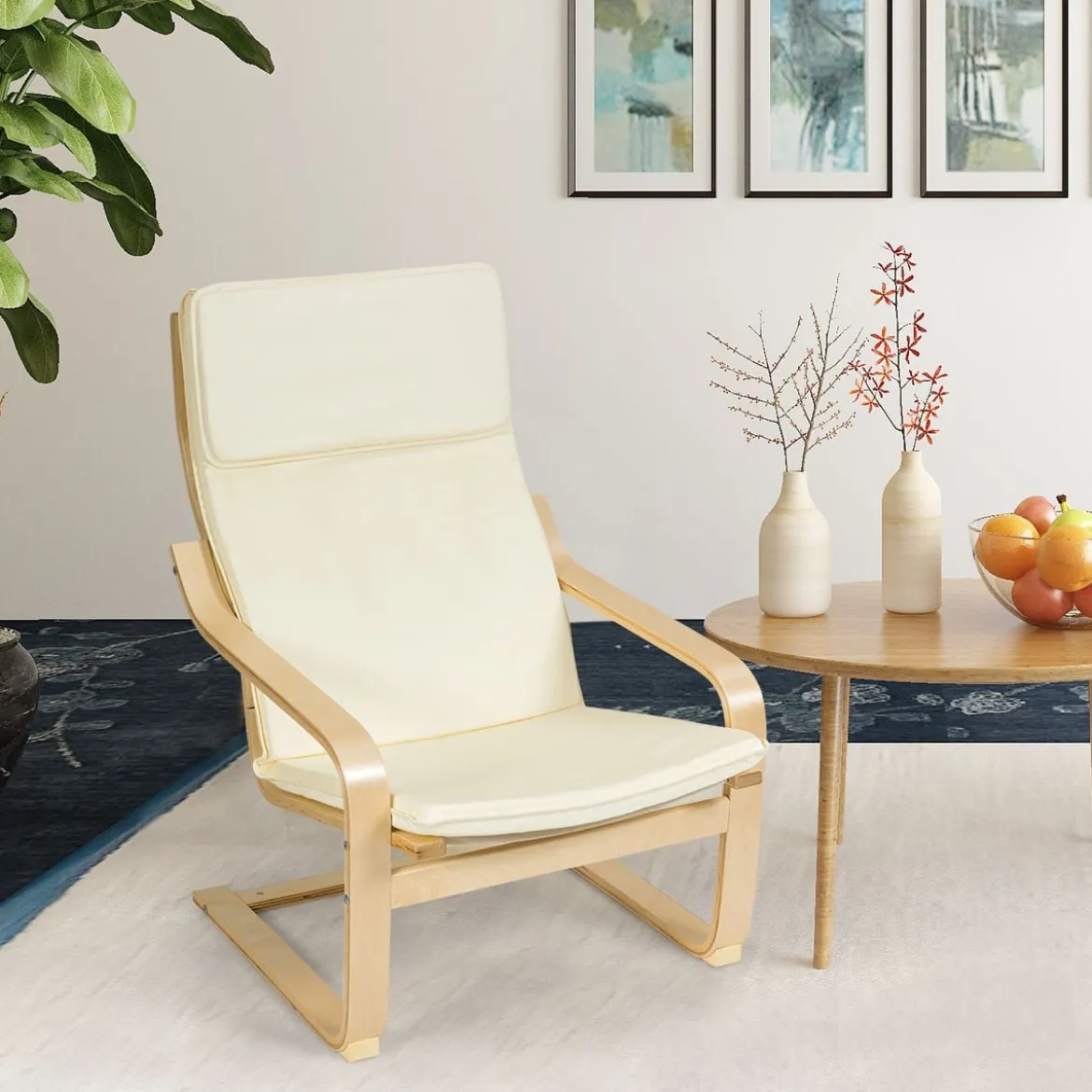 Relaxsessel Relaxstuhl Entspannungsstuhl Kippschutz mit Ottomane und Kissen Beige