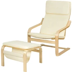 Relaxsessel Relaxstuhl Entspannungsstuhl Kippschutz mit Ottomane und Kissen Beige