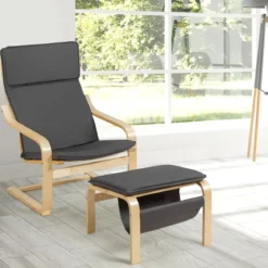 Relaxsessel Relaxstuhl Entspannungsstuhl Kippschutz mit Ottomane und Kissen Grau