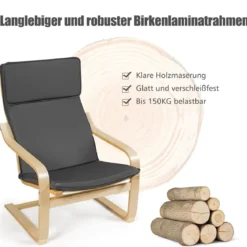 Relaxsessel Relaxstuhl Entspannungsstuhl Kippschutz mit Ottomane und Kissen Grau