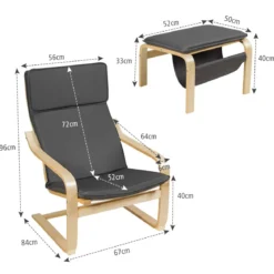 Relaxsessel Relaxstuhl Entspannungsstuhl Kippschutz mit Ottomane und Kissen Grau