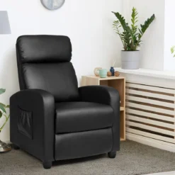 Relaxsessel verstellbar Fernsehsessel TV Sessel Ruhesessel Kunstleder Schwarz